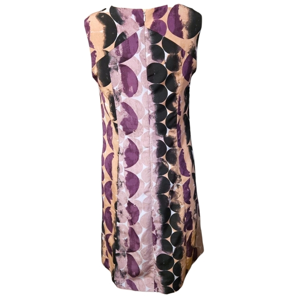 Simply Vera Vera Wang Sz 4 Abstract Print Sleeveless Dress Full Zip Back Office - Picture 3 of 16